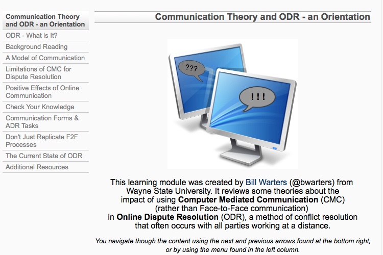 Screenshot of Learning Module on ODR