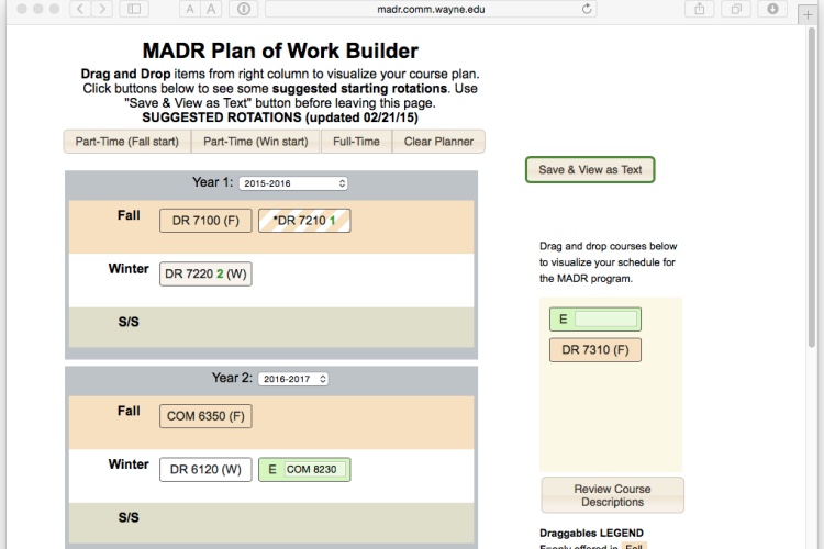 Plan of Work building tool.